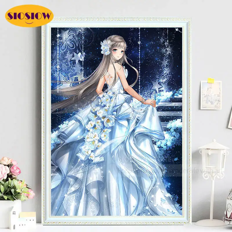 Алмазная живопись 5d сделай сам мультяшная девушка аниме фигурка полная выкладка