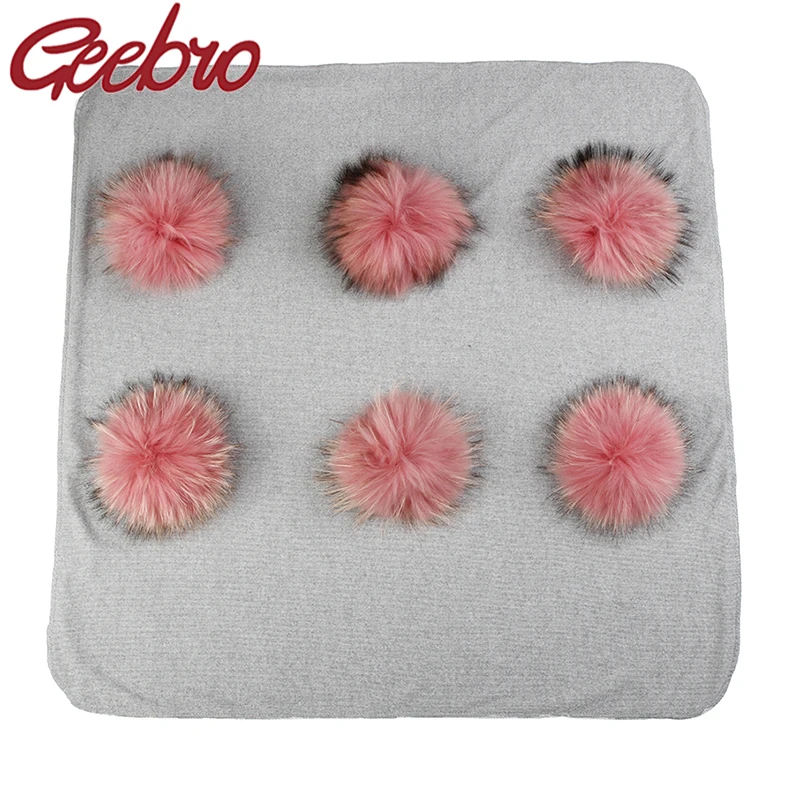 Geebro теплая фотография одеяло с 6 натуральным мехом енота помпон новорожденных