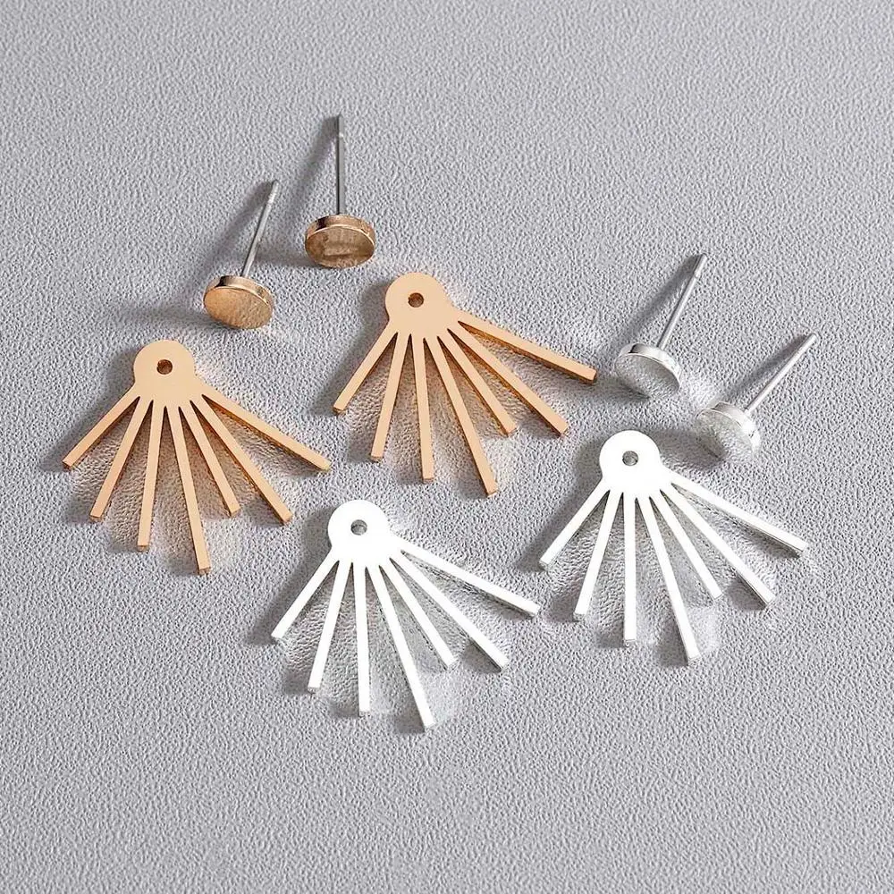 Женские двусторонние серьги гвоздики из нержавеющей стали серебристого