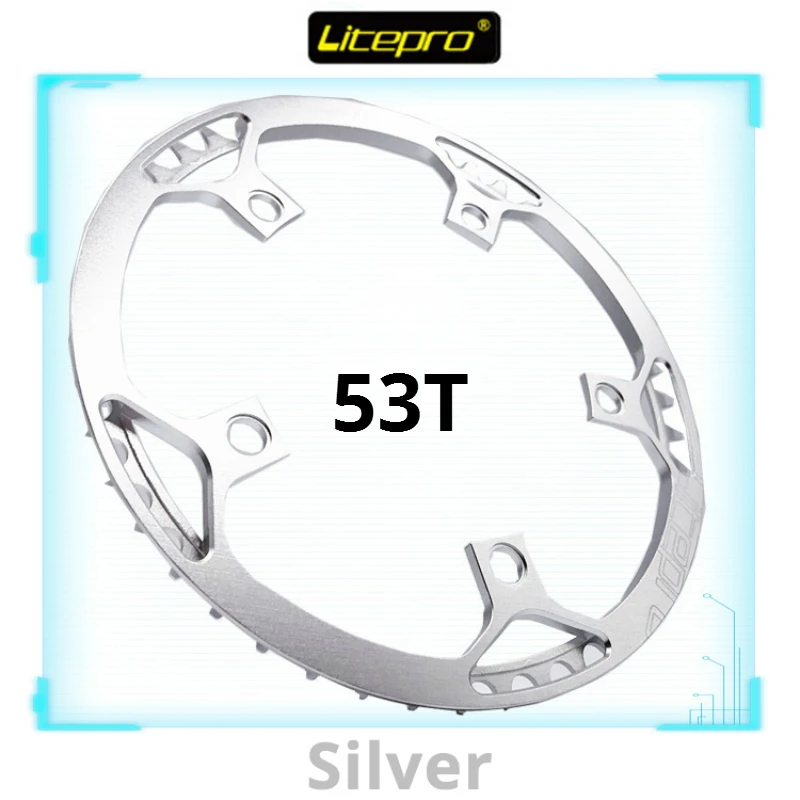 53T Silver Litepro Сверхлегкий 130 BCD 45T 47T 53T 56T 58T A7075 сплав BMX цепное кольцо складной велосипед BMX цепное колесо велосипед шатун зуб дорога - Цвет: 53T Silver