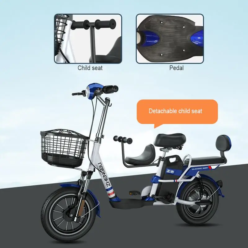 Электрический скутер для взрослых с тремя сидениями 14 дюймов 48 В 350 Вт 100