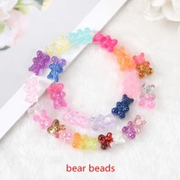 20pcs 1610mm gummy bear beads charms flatback glitter resin crafts with perforate hole for necklace pendant bracelets diy