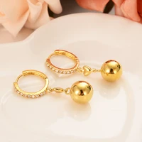 2021 fashion jewelry white zircon hoop earrings beads pendant for women gold color earrings dubai african arab jewelry gifts
