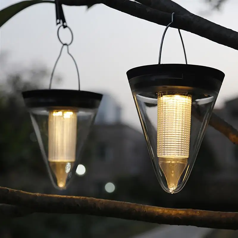 

Led Decorative Hanging Light Solar Powered Hanging Lantern Outdoor Conical Garden Lamp With Clip For Driveway Patio Courtyard