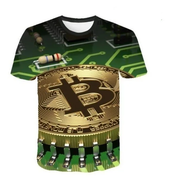 

Men's Casual 3D Bitcoin Printing Slim Sport Tops T Shirt