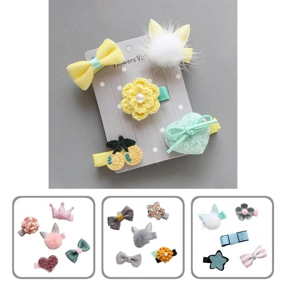 

Fabric 5Pcs/Set Beautiful Fashion Pet Dogs Hair Pins Handmade Pet Hair Accessories Adorable for Holiday