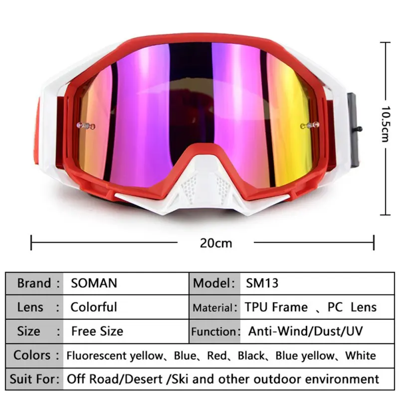 

Motocross Goggles ATV Racing Riding Motorcycle Goggles Glasses Windproof Dustproof Scratchproof Cool Glasses Safety Eyes Outdoor