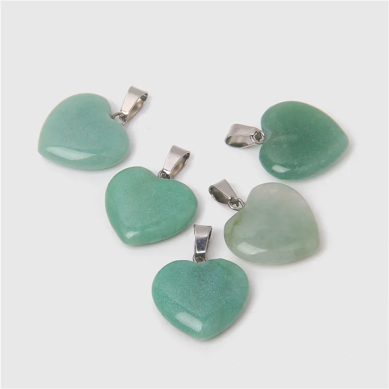 

10pcs/Lot 19mm Natural Love Heart Stone Slice Healing Crystal Necklace Pendant Charm For Jewelry Making Women Earring Accessorie