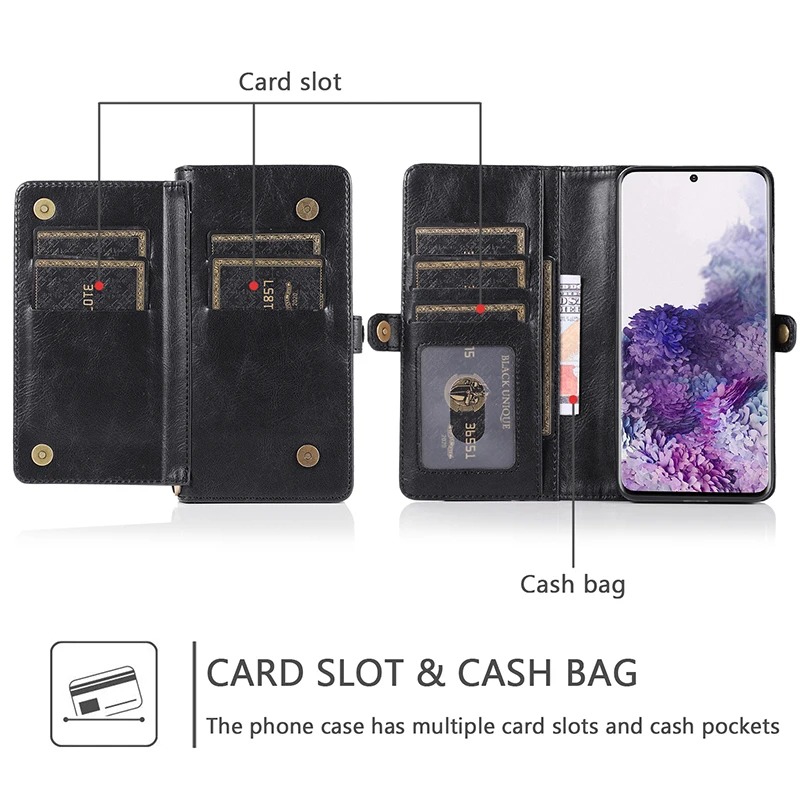 9 держатель для карт кошелек чехол телефона Samsung Galaxy S20 Ultra S10 S9 Plus A40 A50 A70 A51 A71 Note 8 10