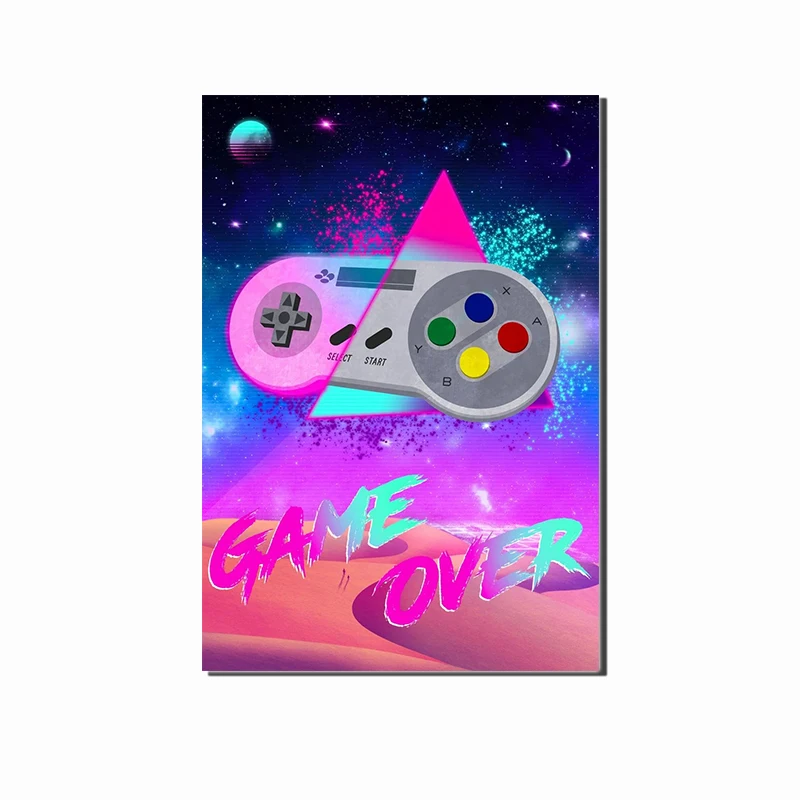 Современный цветной мультяшный игровой автомат художественный плакат печать на