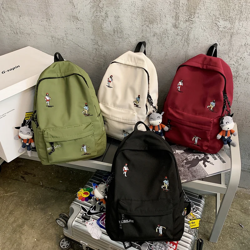 

2021 Hiphop Boys Backpack Skateboard Embroidery Unisex Bagpack Light Outdoor Travel Hiking Daybag Girls Teen School Bag Mochila