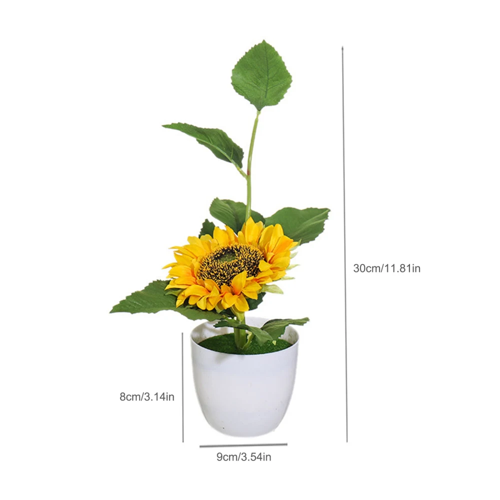 Dried Flowers Simulation Bouquet Fake Potted Colorless Landscaping SimulationBonsai Home Decor Sunflower With Flowerpot | Дом и сад