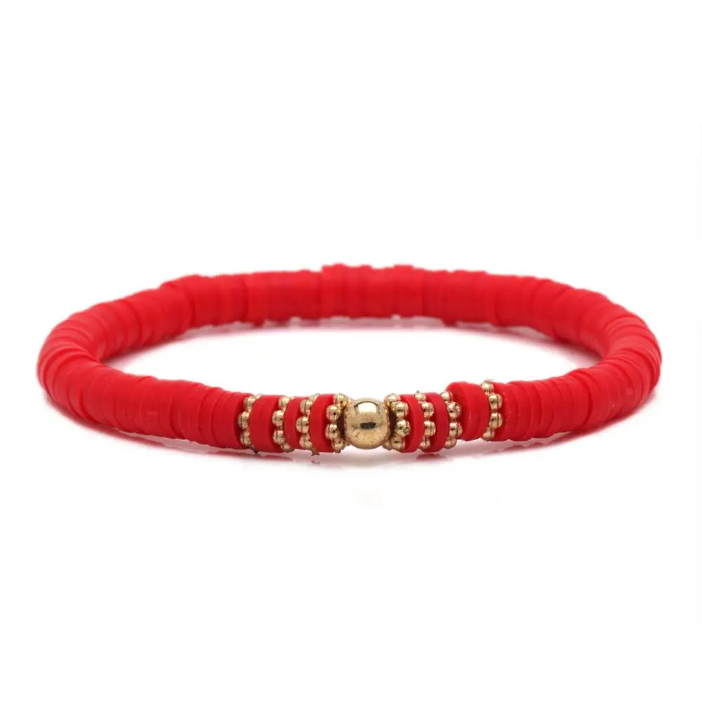 5mm Polymer Clay Disc Heishi Ball Bead Stretch Bracelet Women Girl Multi-color Button Red Black Orange Blue White Jewelry | Украшения и