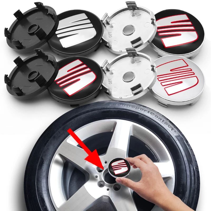 

4pcs 60mm emblem Wheel Center Hub Caps Badge covers Car modification parts for Minimo Ibiza LEON Alhambra Exeo Toledo Altea