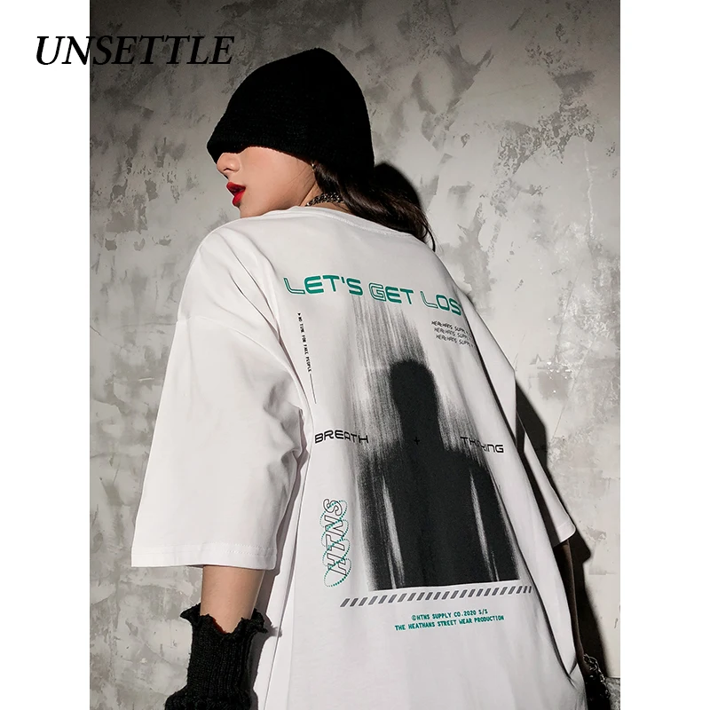 UNSETTLE летняя Мужская/Женская Футболка Harajuku футболка в стиле хип хоп с принтом