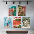 Граффити искусство модульная печать здание дом холст картина комната Настенная картина Современная рамка уличный угол Пейзаж Плакат Декор для дома