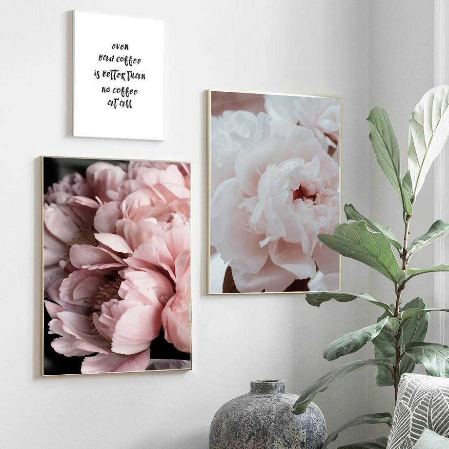 

Pink Peony Flower Poster Nordic Style Fashion Quotes Wall Art Print Canvas Painting Modern Picture Girl Room Home Decoration