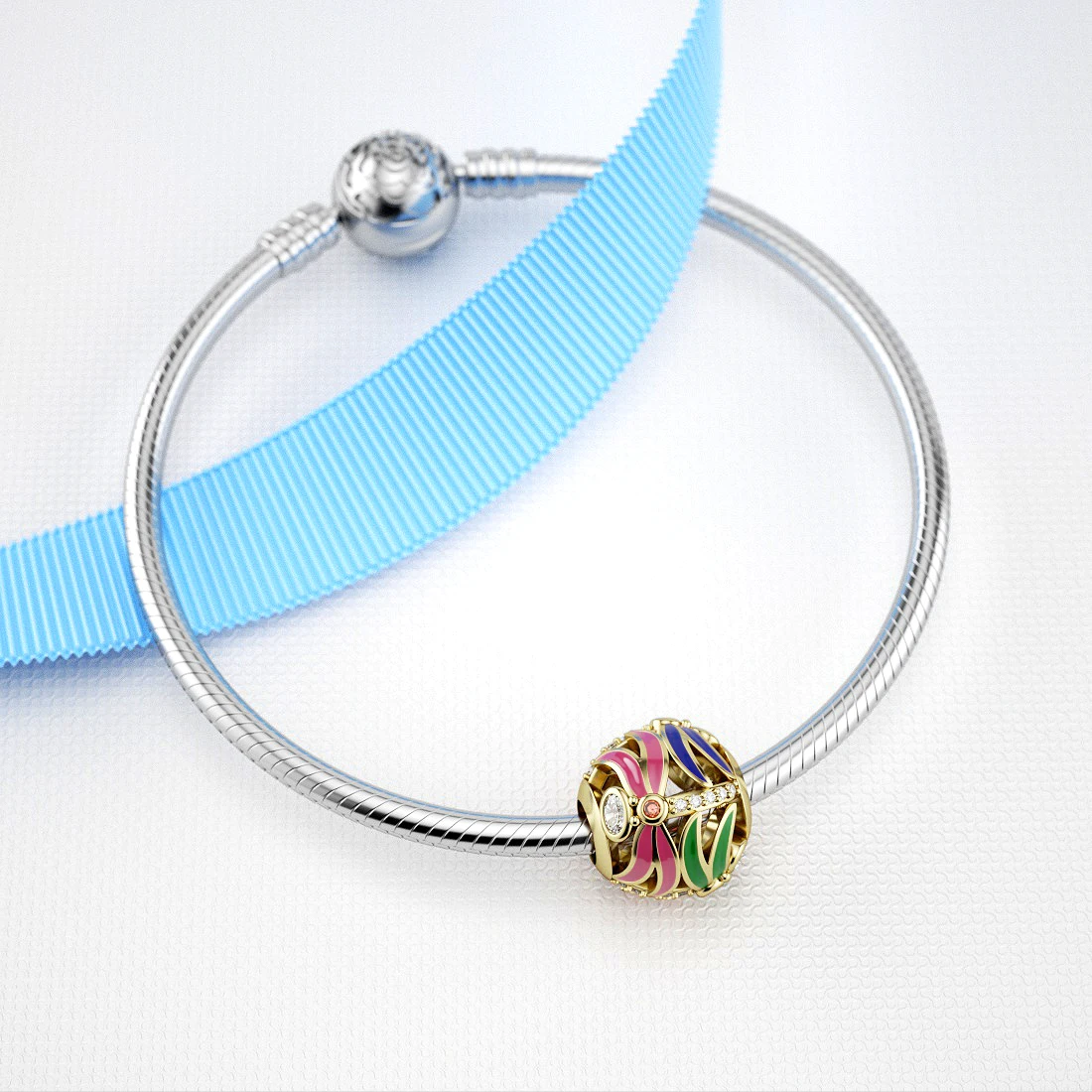 Шарм бусина из серебра 925 пробы с яркой эмалью|Бусины| |