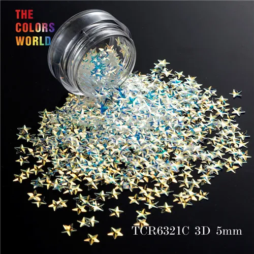 TCT-046, 3D эффект, 5 мм, форма звезды, 12 цветов, набор блесков для ногтей, блестки для ногтей, художественное оформление, макияж, Facepaint и DIY - Цвет: TCR6321C   50g