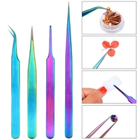 1pc curved straight tweezers plating eyelashes extension nail art rhinestones picker dead skin remover manicure makeup tools