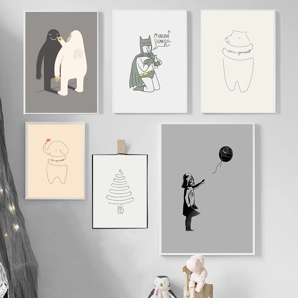 

Абстрактная Настенная картина в скандинавском стиле, плакаты, принты, черные, белые тени, Love Yourself, Картина на холсте, современный минимализм,...