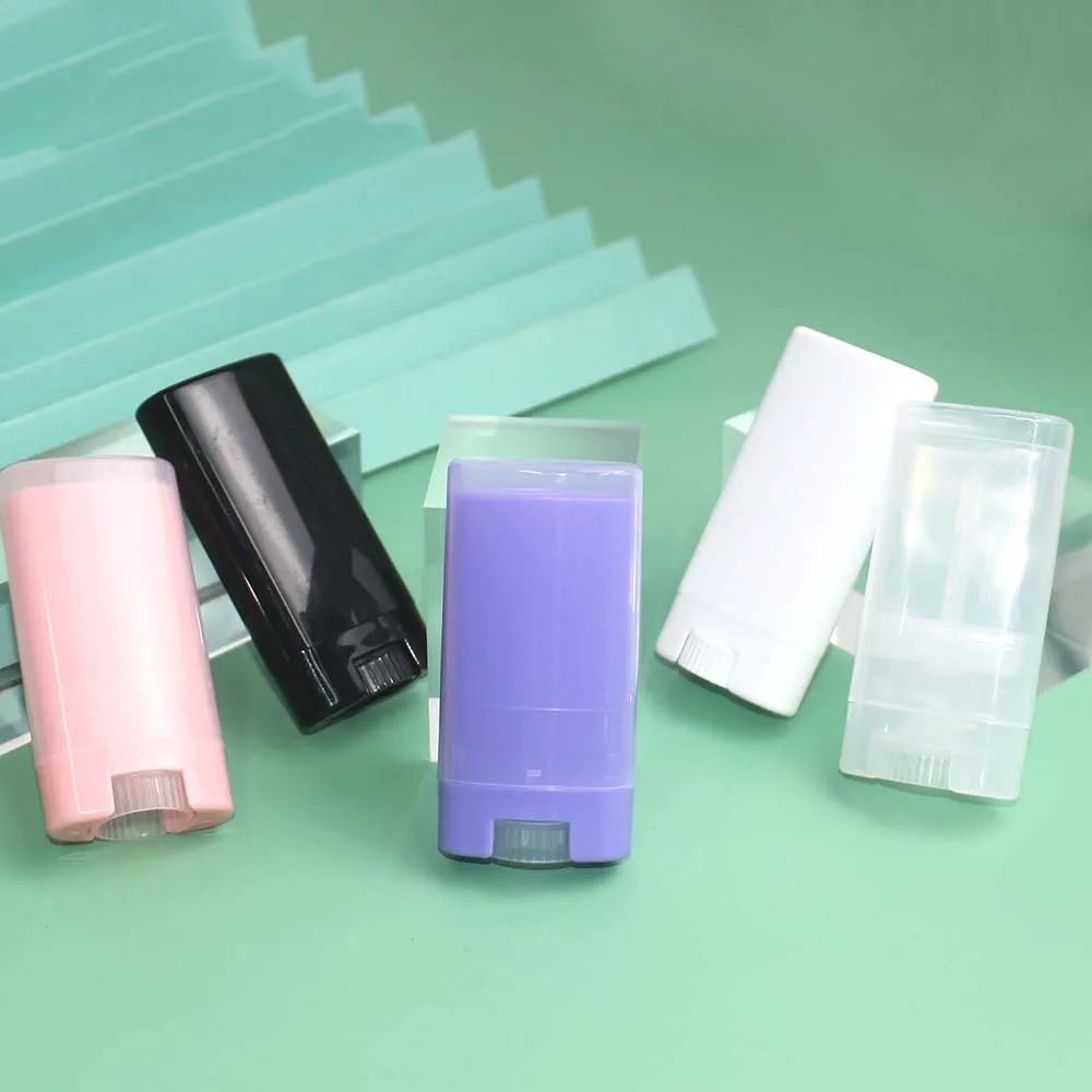 

5Pcs/lot 15ml/15g Empty Oval Lip Balm Tube Plastic White Solid Perfume Deodorant Containers Portable Makeup Lipstick Tubes