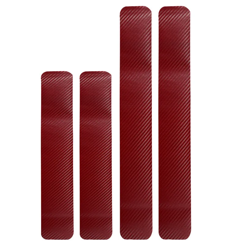 Wine red 4 шт./компл. Черный углеродного волокна двери автомобиля Наклейка для порога защитная пленка подоконник прикрытие потертостей и устойчивая к царапинам наклейка w/скребок авто аксессуары - Название цвета: Wine red