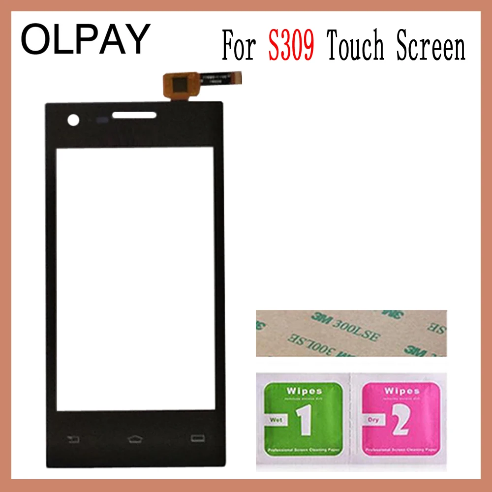 Black No Tools OLPAY 4,0 дюймов для philips S309 S 309 сенсорный экран дигитайзер панель передняя внешняя стеклянная линза сенсор Бесплатный клей+ салфетки - Цвет: Black No Tools
