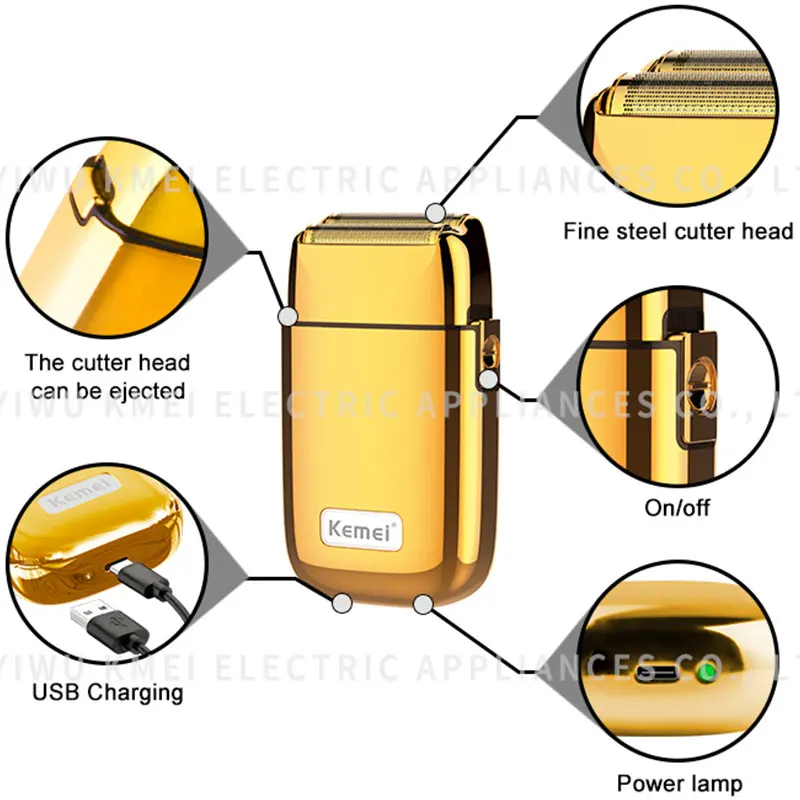 Перезаряжаемая металлическая бритва kemei TX1 для мужчин электрическая волос и