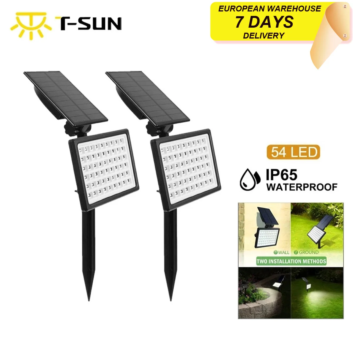 T-sunrise 1 шт./2 шт. 50/54 светодиодный солнечный светильник на открытом воздухе IP65/44