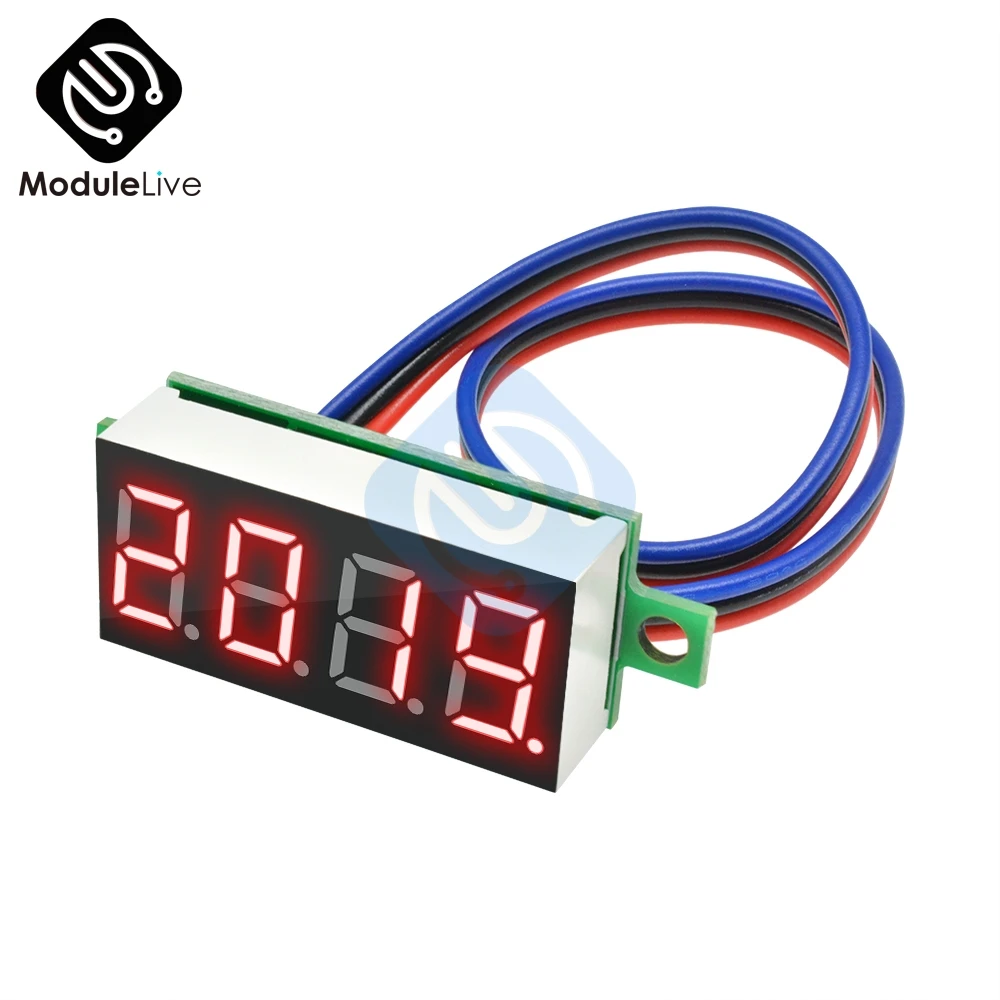 Red 0.36 inch 0.36'' Mini Digital Voltmeter Volt Voltage Meter LED Panel Electric Voltage Tester 3 Wires 12V 24V 48V DC 0-100V 4 Bit - Цвет: Red