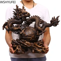chinese good lucky dragon figurines and statue golden dragon animals sculpture home office wedding decor ornaments crafts