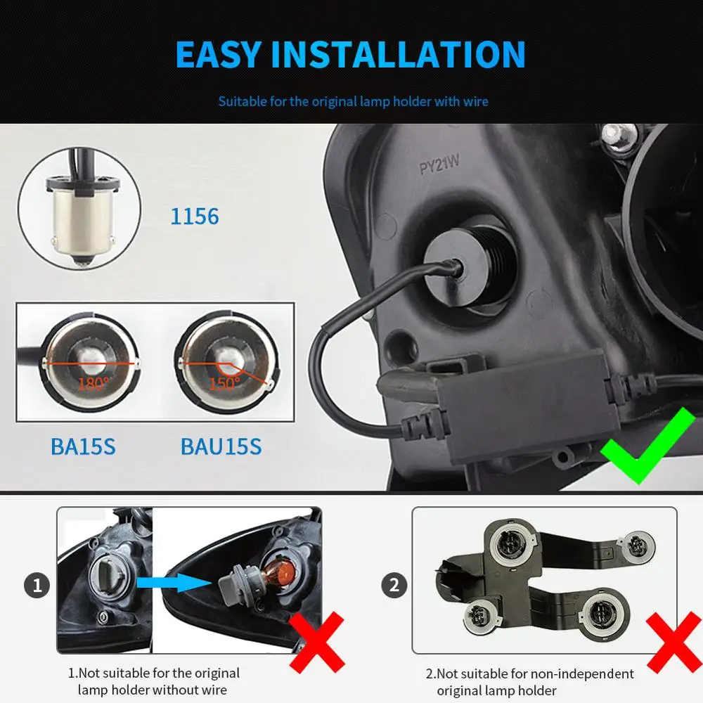 NAO P21W 1156 светодиодный двухцветный 3000Lm T20 PY21W для BMW фонарь с поворотным сигналом