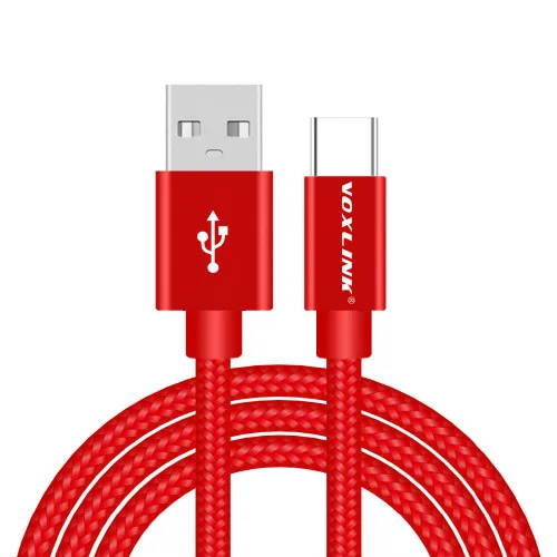 Red VOXLINK нейлоновый Плетеный USB кабель TypeC кабель для samsung S10 S9 S8 Galaxy для huawei LG htc 10 Macbook Xiaomi Mi8 a1зарядный шнур - Цвет: Red