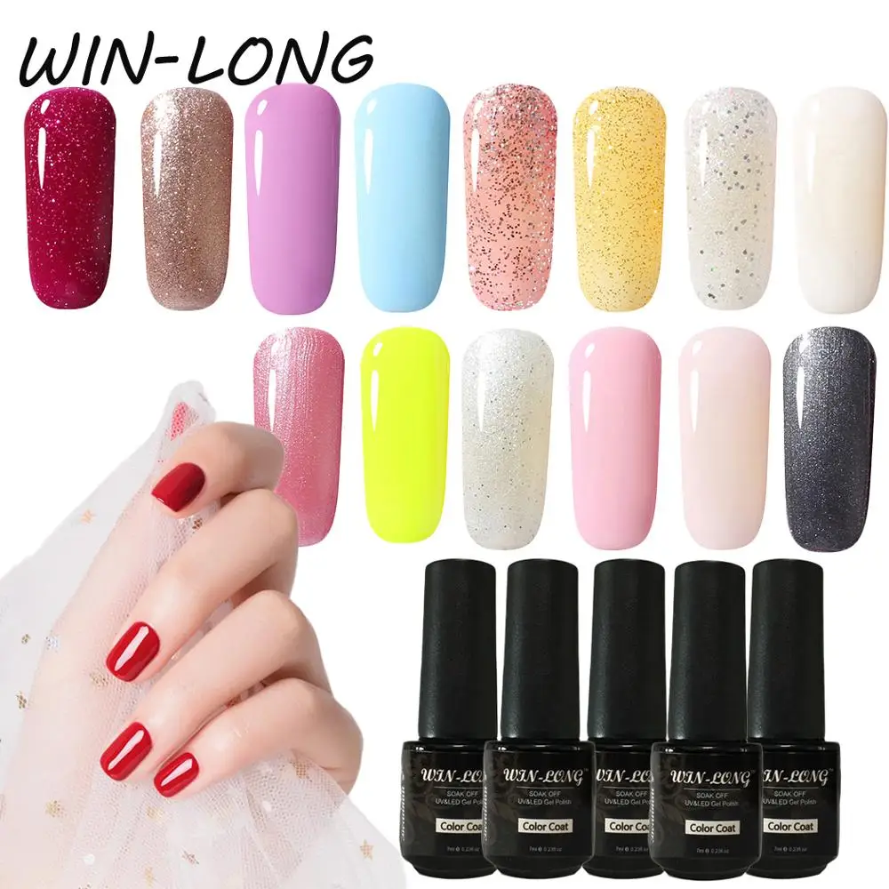 WIN LONG 7 мл Лак для ногтей чистый цвет искусственный Гель лак отмачиваемый гель