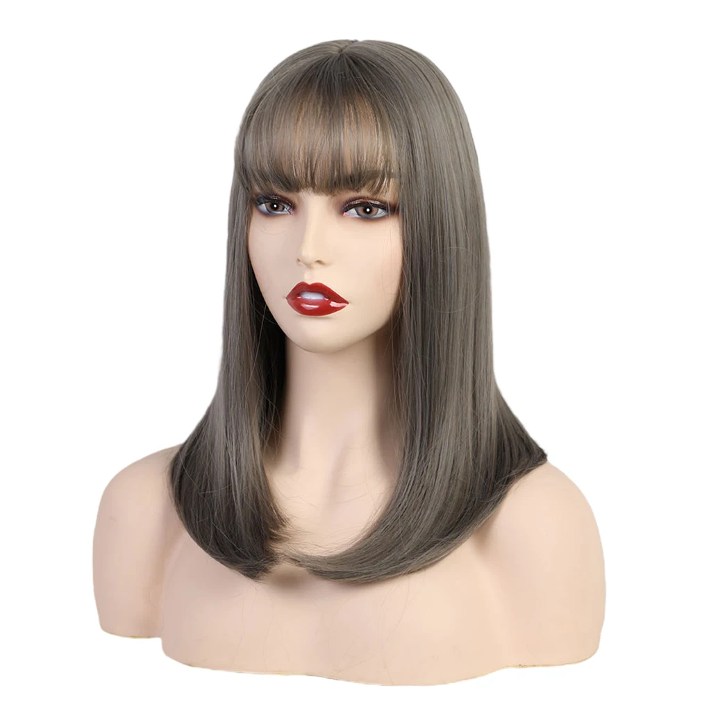 

Elegant Women's Straight Wigs Resistant Natural Party Costume Wig Gray