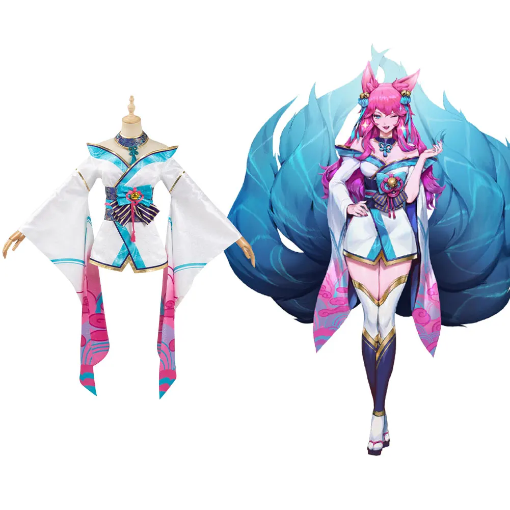 

Женский костюм для косплея LOL Fox Ahri, костюмы для Хэллоуина и карнавала