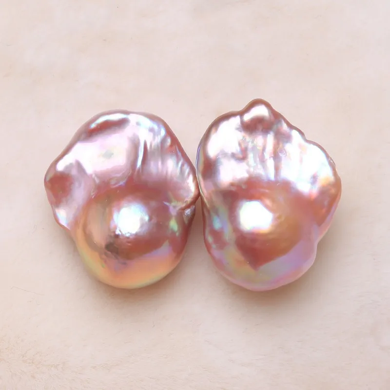 Нестандартные бусины с натуральным жемчугом Разноцветные длинные серьги пара