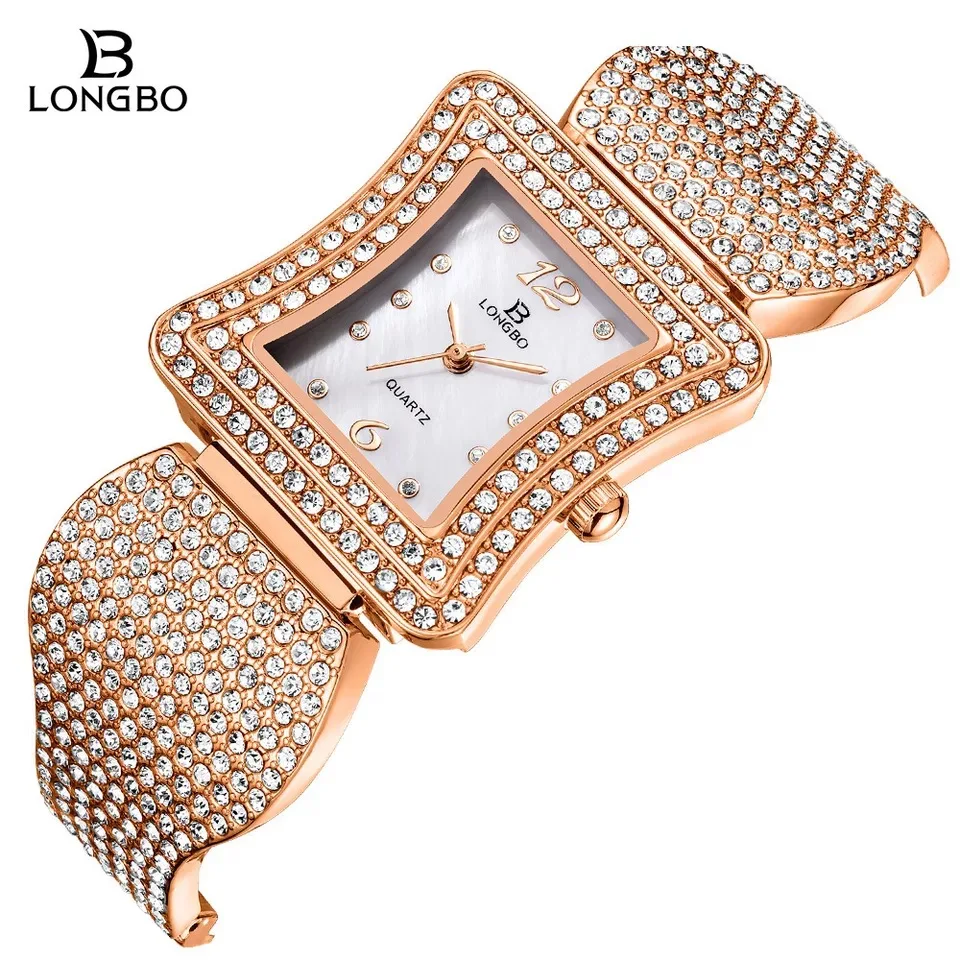 

Top brand LONGBO business leisure luxury diamond-encrusted ladies watch luminous waterproof bright rhinestone Joker quartz watch