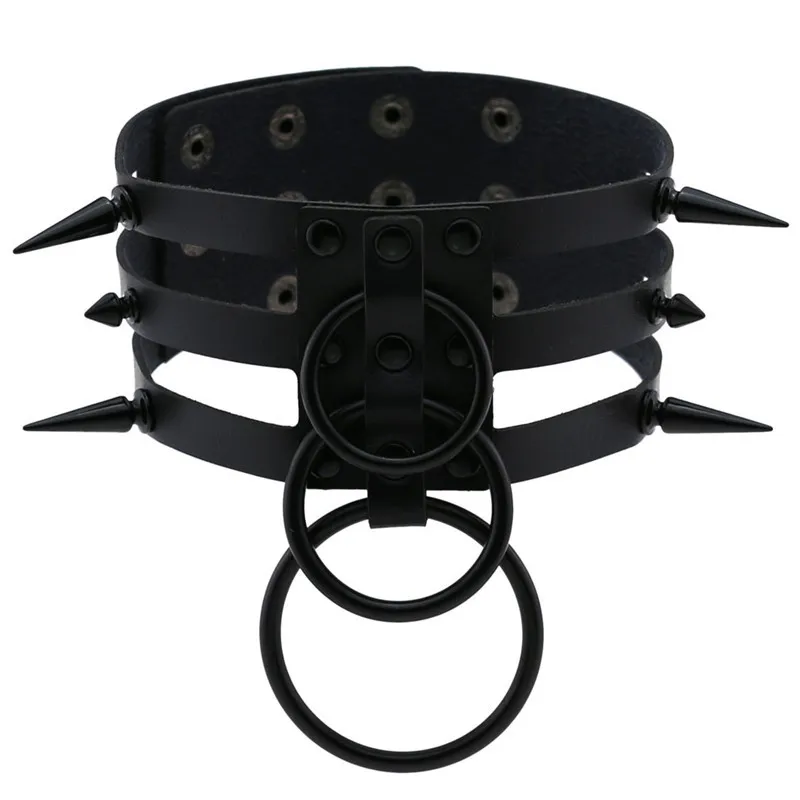 

Handmade Gothic Pu Leather Spiked Choker Punk Goth Collar Accessories Gothic Metal Chocker Necklace Club Party hip hop jewelry