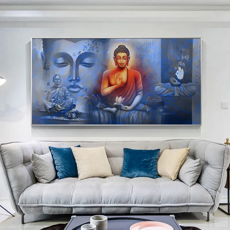Без рамы Большой размер Будда Современная картина маслом на холсте религиозные