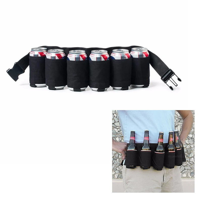 

Outdoor Climbing Camping Hiking 6 Pack Holster Portable Bottle Waist Beer Belt Bag Handy Wine Bottles Beverage Can Holder
