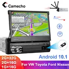 Автомобильное радио Camecho 1 Din 7 дюймов Android, Универсальный Автомобильный GPS, мультимедийный видеоплеер, выдвижной сенсорный экран 7 дюймов, USBFM, автомобильная стереосистема
