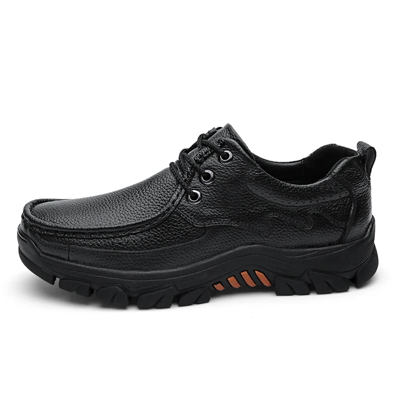 

New Genuine Leather Men Casual Shoes Lace Up Comfortable Shoes Men Soft Lightweight Outsole Business Leather Shoes *