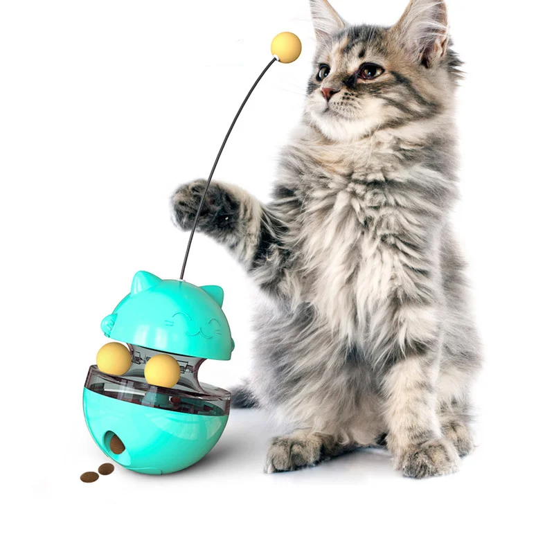 

Pecute Cat Toy Interactive Cat Tumbler Toy Ball Pet Treat Leaking Toy with Dual Rolling Balls & Teasing Wand for Cats Exercise