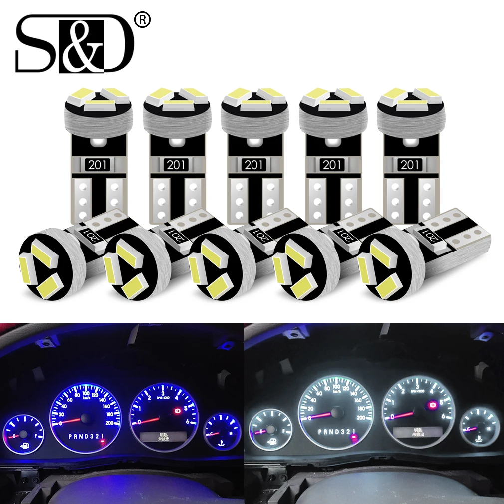 10 шт. T5 Led W3W метр лампочки Canbus приборная панель светильники 73 74 17 27 авто Интерьер Neo