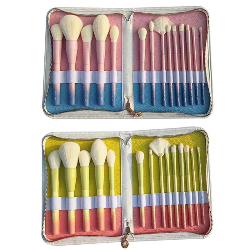 14 шт./компл. кисти для макияжа с градиентной ручкой мягкие синтетические волосы