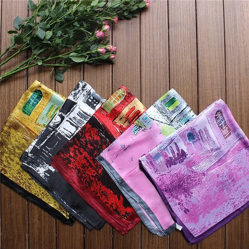 Женский шелковый шарф Matagorda с масляной росписью 60 см аксессуар для работы| |