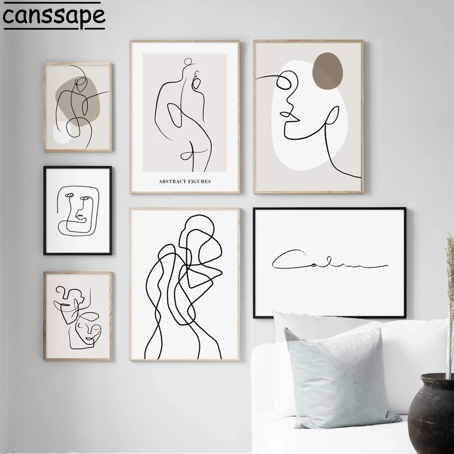 Абстрактное изображение лица настенная Картина на холсте минималистичные