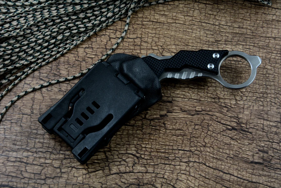 

Y-START Claw Knife D2 Karambit Fixed Outdoor Camping Survival Knives G10 handle Utility with Kydex sheath